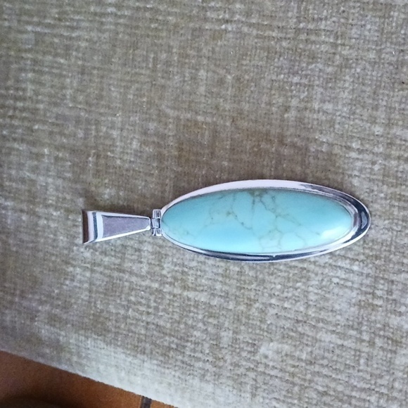ATI 925 Mexico Silver Turquoise Pendant - Picture 1 of 7